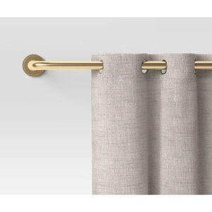 Threshold Brass Finish Expandable Steel Rounded Curtain Rod 36" to 66" Lengths